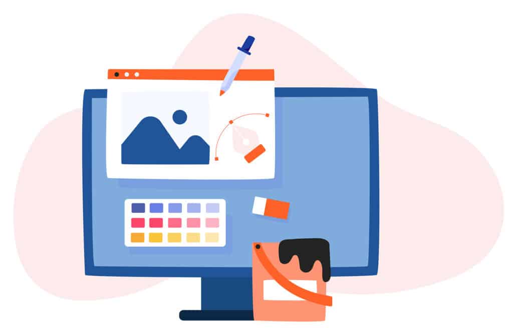 Afbeelding van een website die gemaakt wordt met verf