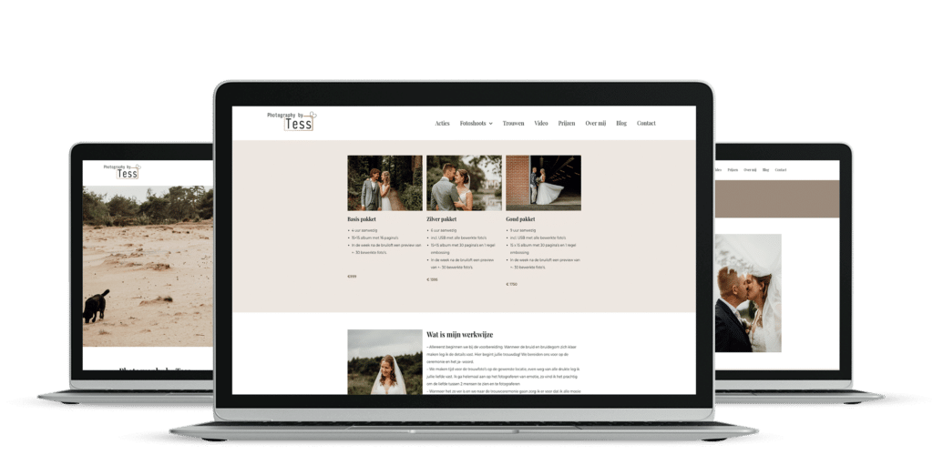 Mock-up van de Photography by Tess website
